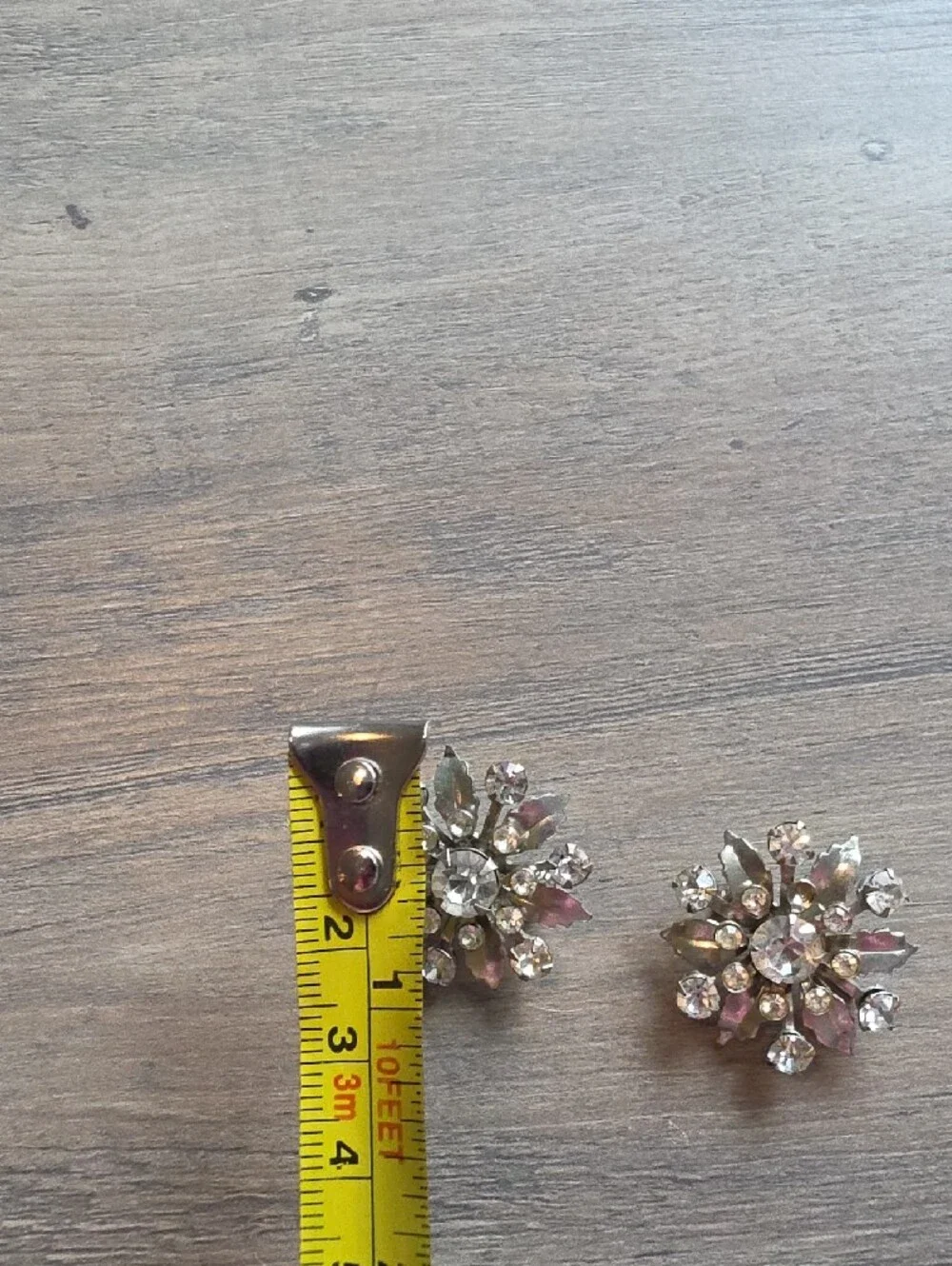 Clear Crystal Flower Brooches - Silver Tone